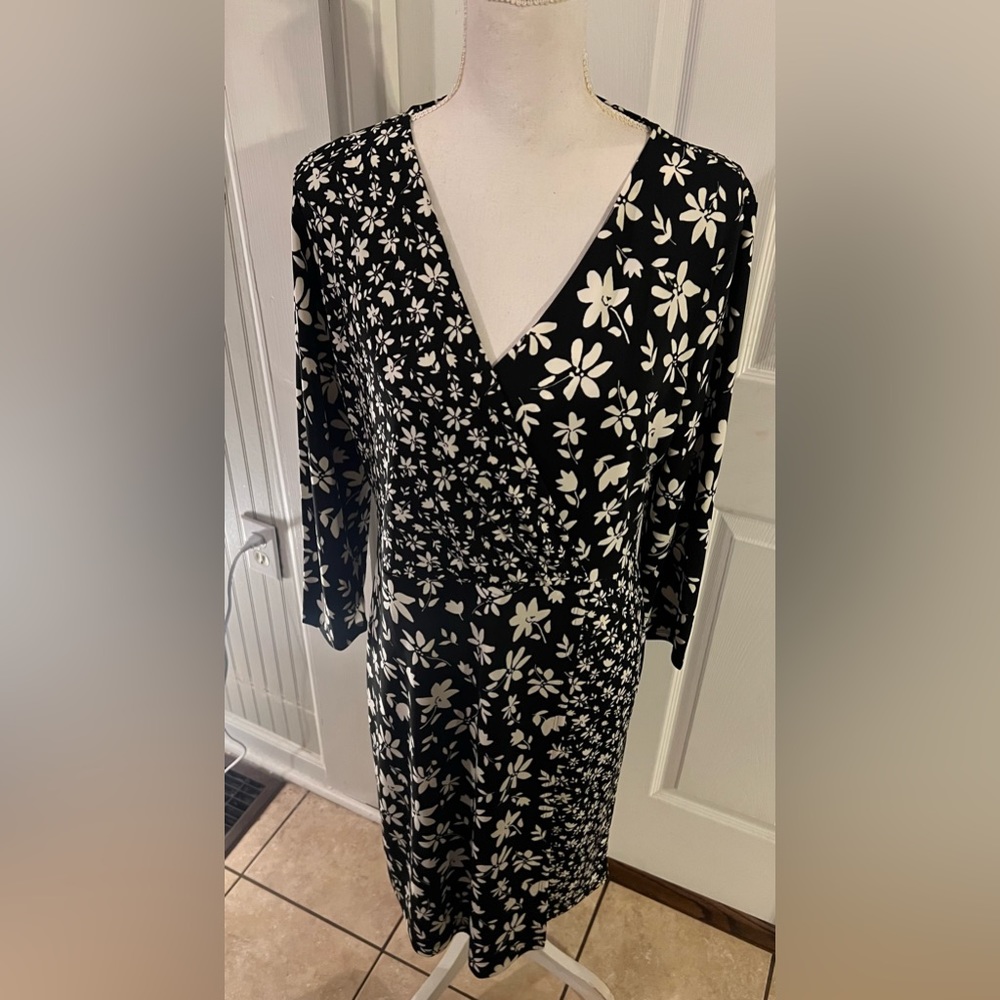 NWT Talbots Large Black dress with white flowers